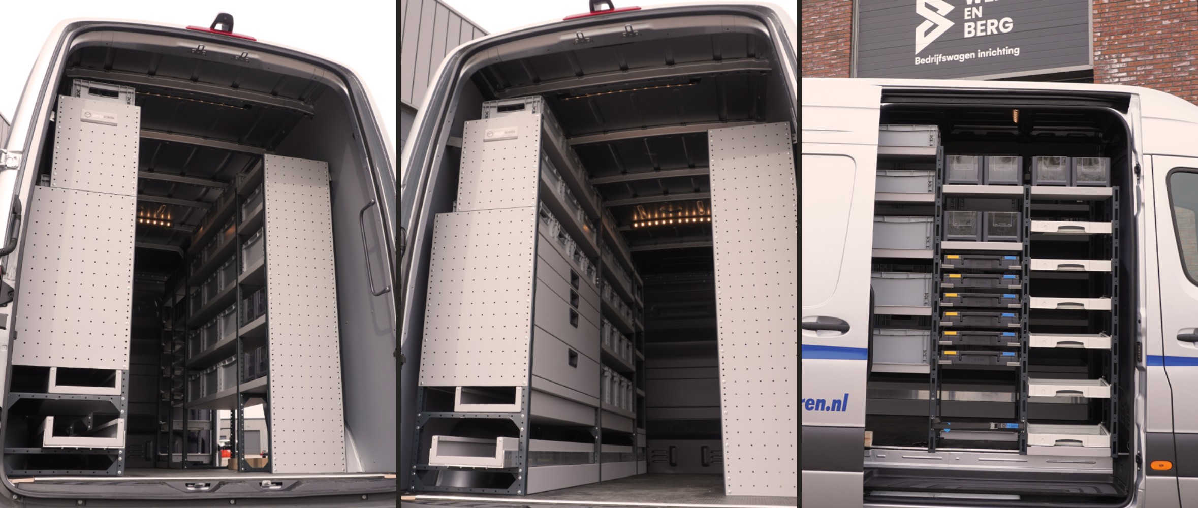 Drie voorbeelden van aluminium bedrijfswageninrichtingen door ProCab